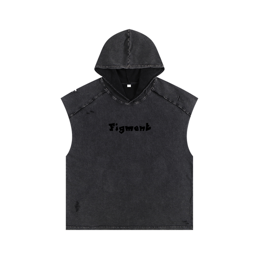 "Vamp" Snow Washed Boxy Hooded Tank Top